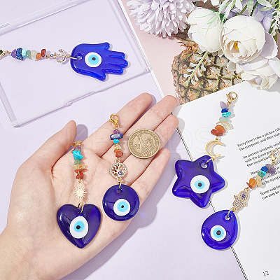 5Pcs 5 Style Evil Eye Lampwork Pandant Decorations HJEW-UN0001-20-1