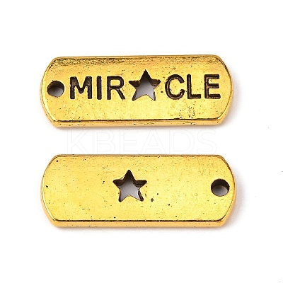 Tibetan Style Alloy Rectangle with Word Miracle Pendants LS-TIBEP-Q043-068AG-RS-1