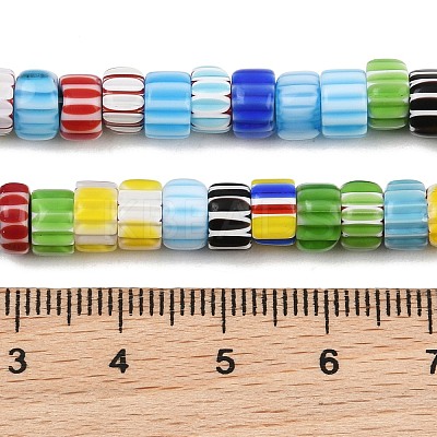 Handmade Millefiori Glass Column Beads Strands LA-CBA6DF7-01-1