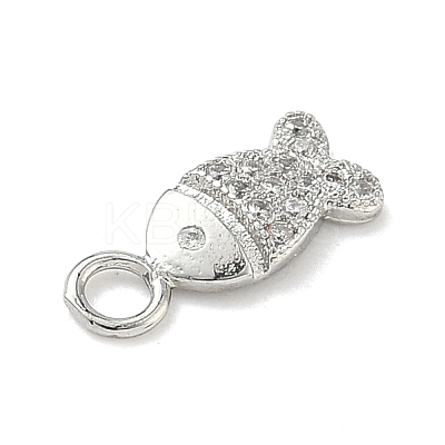 Brass Micro Pave Clear Cubic Zirconia Charms KK-H528-04A-P-1