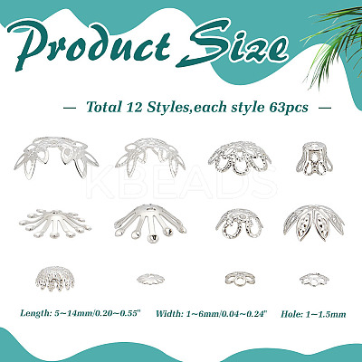 756Pcs 12 Styles Iron Bead Caps IFIN-ME0001-05-1