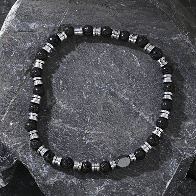 Bohemian Style Natural Lava Rock Beads Stretch Beads for Women Men CZ0038-1