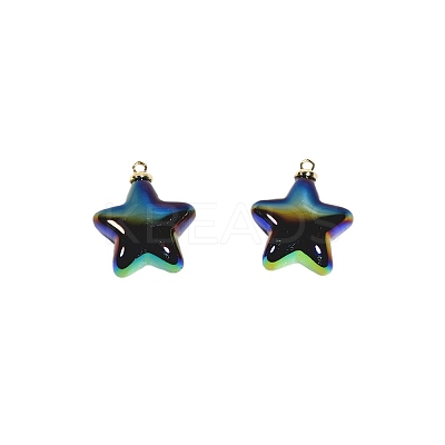 10Pcs UV Plated Iridescent Opaque Resin Pendants PW-WG9DE9F-11-1