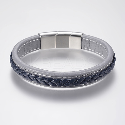 Braided Leather Cord Bracelets BJEW-H561-03-1