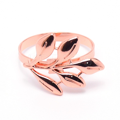 Leaf Alloy Napkin Rings PALLOY-WH0092-08RG-1