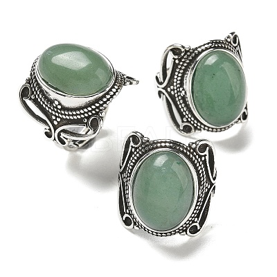 Natural Green Aventurine Adjustable Rings RJEW-I108-02AS-08-1