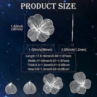 40Pcs 4 Styles Iron Etched Metal Embellishments Pendants IFIN-CJ0001-81-1