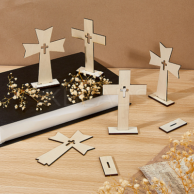 40Pcs 2 Styles Halloween Wood Sculpture Display Decorations AJEW-DC0003-29-1