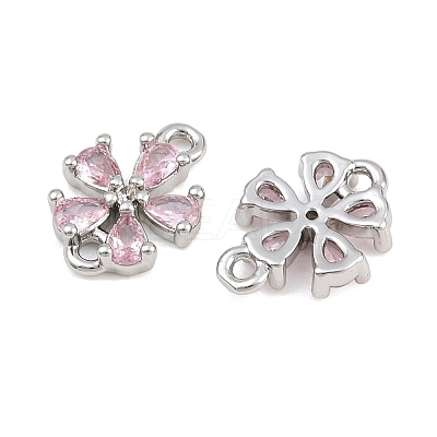 Brass Pave Pink Cubic Zirconia Connector Charms CU-CBAA6E8-01P-1