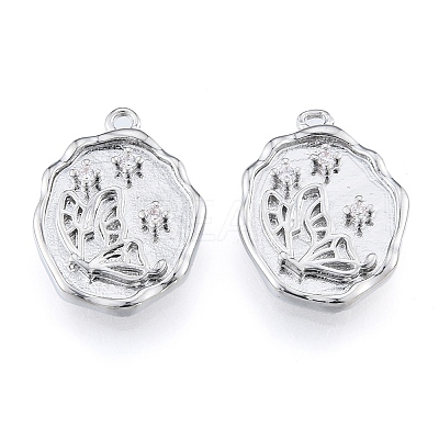 Brass Micro Pave Clear Cubic Zirconia Pendants KK-N216-577P-1