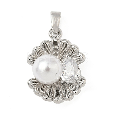 Brass Pave Cubic Zirconia Pendants KK-H076-02P-1