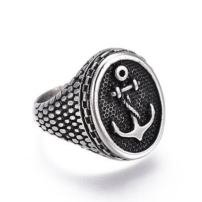 304 Stainless Steel Signet Rings for Men RJEW-O032-10AS-1