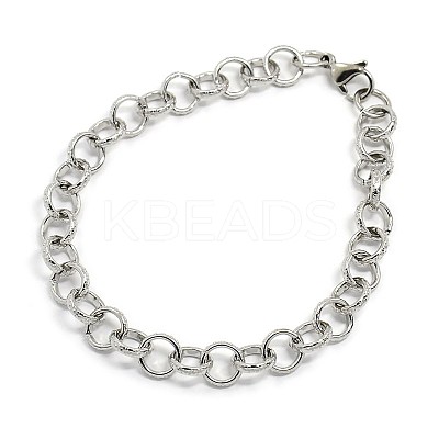 Tarnish Resistant Fashionable 304 Stainless Steel Engraved Bubbles Cable Chain Bracelets STAS-A028-B087P-1