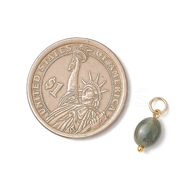 Natural Indian Agate Oval Charms PALLOY-JF04942-1