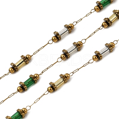 Handmade 304 Stainless Steel Glass Column Link Chains CHS-L032-14G-02-1