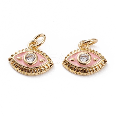 Brass Micro Pave Clear Cubic Zirconia Charms KK-C100-15G-A03-1