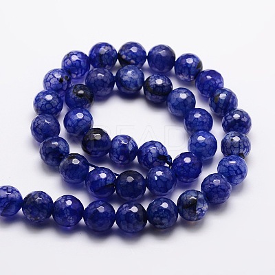 Dyed Natural Agate Faceted Round Beads Strands G-E320E-14mm-08-1