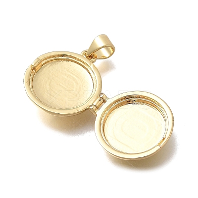 Valentine's Day Brass Flat Round with Heart Locket Pendants KK-D431-035F-G-1