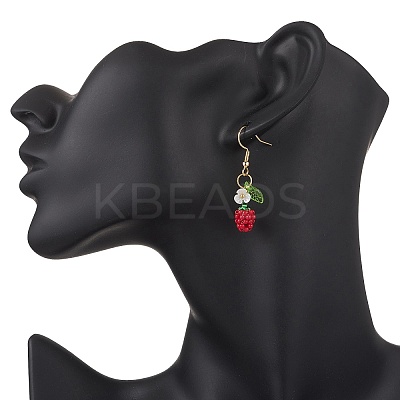 Handmade Glass Seed Beads Apple Dangle Earrings EJEW-MZ00575-05-1