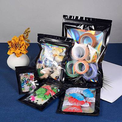 120Pcs 4 Style Rectangle Zip Top Plastic Glitter Holographic Bags OPP-SZ0001-02-1
