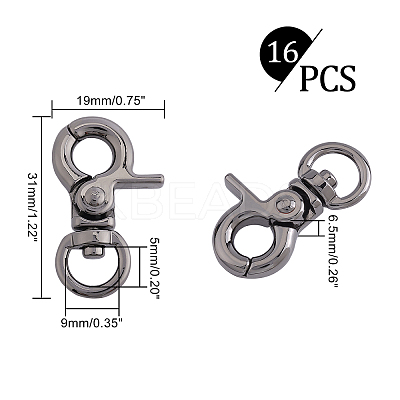 Zinc Alloy Swivel Lobster Claw Clasps PALLOY-PH0001-01B-1