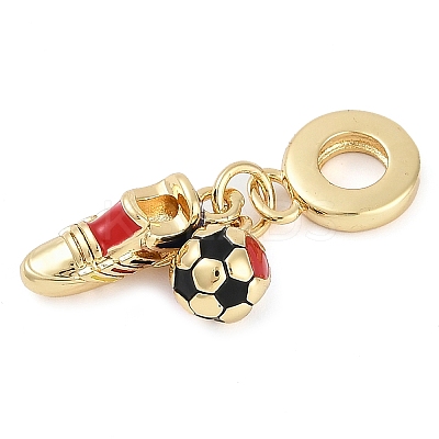 Rack Plating Brass Enamel Sports European Dangle Charms KK-P287-35B-G-1