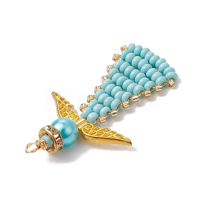 Angel Glass Seed Beads Pendants Decrotions HJEW-MZ00113-05-1