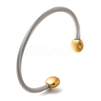 304 Stainless Steel Cuff Bangles BJEW-C091-02A-GP-1