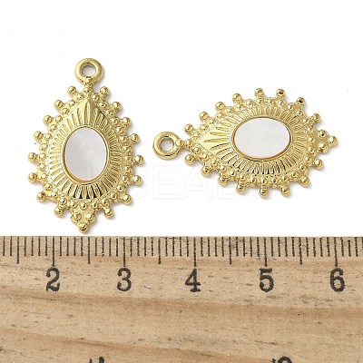 Teardrop 304 Stainless Steel Natural Paua Shell/White Shell Pendants Ion Plating(IP) STAS-U037-09G-01-1