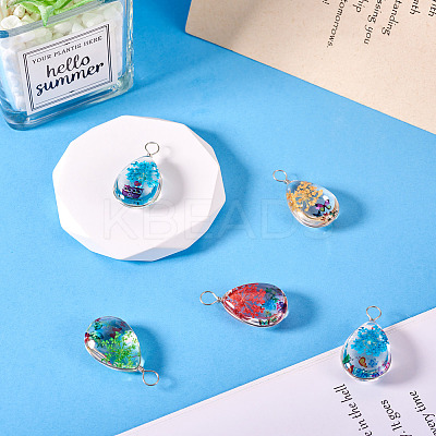 5Pcs Transparent Glass Pendants GLAA-TA0002-82-1