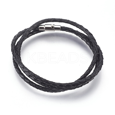 Leather Braided Cord Wrap Bracelets/Necklaces BJEW-JB03919-01-1