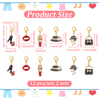 Alloy Enamel Rhinestone Locking Stitch Markers HJEW-AB00112-1
