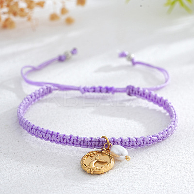 Brass & Imitation Pearl Charm Bracelets PJ9657-18-1