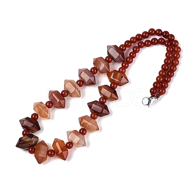 Natural Red Agate Round & Cone Beaded Necklaces NJEW-N064-03L-1
