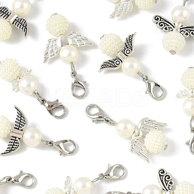14Pcs 7 Styles ABS Plastic Imitation Pearl Pendant Decorations HJEW-FS00042-02-1-1