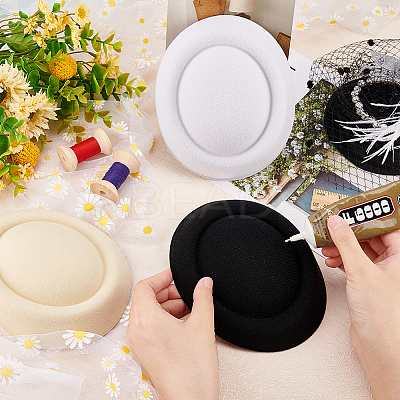 3Pcs 3 Colors Polyester Oval Pillbox Stewardess Fascinator Hat Base for Millinery AJEW-FG0002-75-1