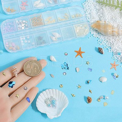 Ocean Theme Natural Shell & Resin & Plastic & Alloy Nail Art Decoration MRMJ-CP0001-34E-1