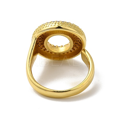 Letter Brass Micro Pave Clear Cubic Zirconia Open Cuff Ring for Women RJEW-N046-03O-G-1