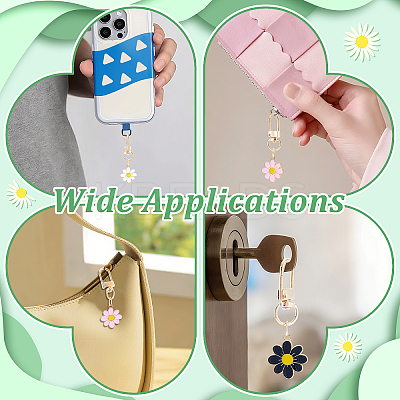 60Pcs 3 Colors Zinc Alloy Enamel Flower Pendant Decorations HJEW-TW0001-01-1