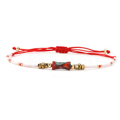 Bohemian Natural Gemstone & Glass Seed Bead Braided Bead Bracelets for Unisex OP0530-4-1