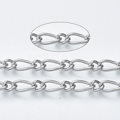 Non-Tarnish 3.28 Feet 304 Stainless Steel Curb Chains X-CHS-S001-07A-P-1