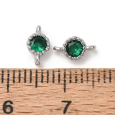 Brass Pave Green Cubic Zirconia Connector Charms ZIRC-L105-11P-1