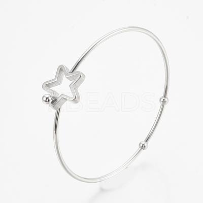 Tarnish Resistant 304 Stainless Steel Bangles STAS-N084-01-1