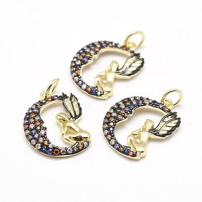 Brass Micro Pave Grade AAA Cubic Zirconia Pendants ZIRC-P072-07G-NR-1