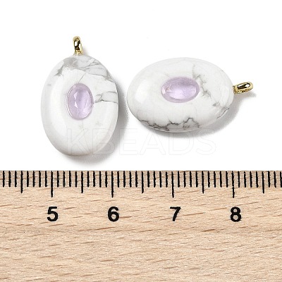 Natural Howlite & Cubic Zirconia Pendants G-Z076-01G-07-1