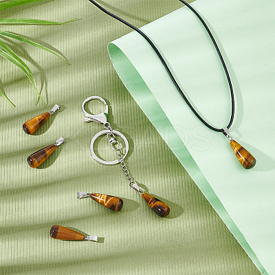 20Pcs Natural Tiger Eye Pendants G-UN0001-24-1