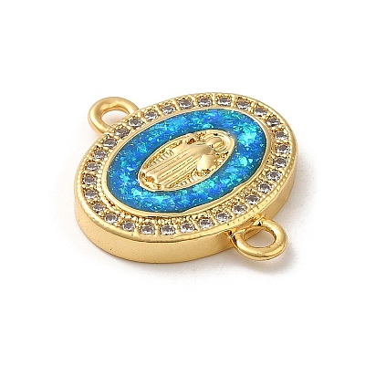 Rack Plating Brass Micro Pave Clear Cubic Zirconia Connector Charms KK-D088-39G-1