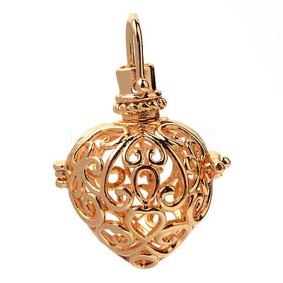 Rack Plating Brass Cage Pendants KK-S751-060G-1