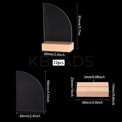 Transparent Acrylic Place Card & Wood Card Holder Set ODIS-WH0038-62-1