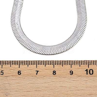 6MM 201 Stainless Steel Flat Snake Chain Necklaces for Women Men NJEW-Z089-02P-1